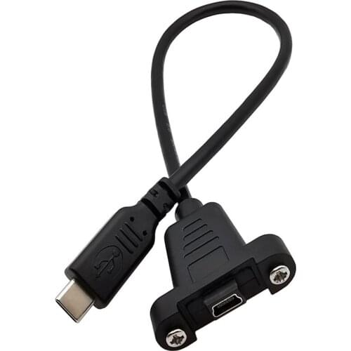 30cm USB3.1 Type C Male To Micro/mini USB 2.0 5Pin female panel mount Data Cable usb 3.1