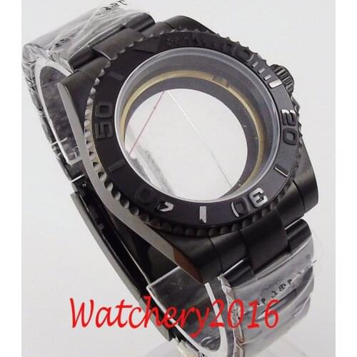 40MM Accessories Parts Sapphire Glass Brushed Ceramic Bezel transparent Back Watch Case Fit NH35 NH36 Movement