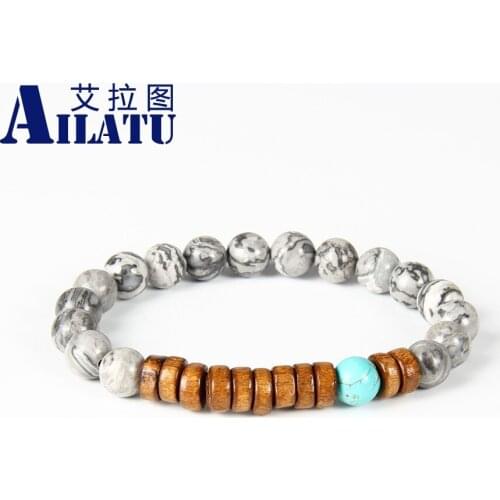 Ailatu Lover Choose Trendy NaturaL Stone and Wood Beads Powerful Lucky Bracelet Fashion Jewelry