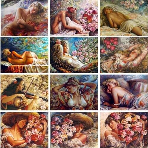 Diamond Painting 5D DIY Woman Portrait Cross Stitch Full Square Round Drill Embroidery Colorful Diamond Mosaic Room Decor Craft