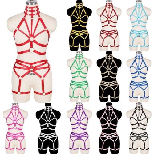 Bdsm Women Harness Bra Erotic Lingerie Light Sexy Gothic Body Harness Thigh Bands Garter Rave Body Womens Underwear Plus Size