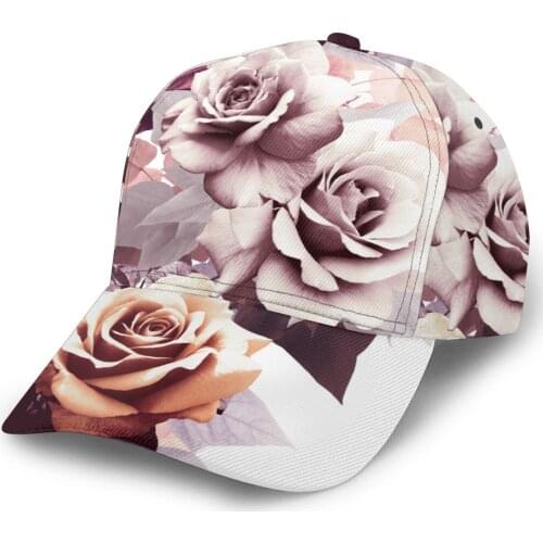 Floral With Pink Roses Baseball Cap women men snapback caps Classic Style hat Casual Sport Outdoor cap
