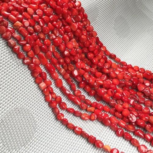Natural Stone Red Coral Beads Irregular Shape Loose Spacer Bead for Jewelry Making DIY for Bracelet Necklace Accessories 6x8mm