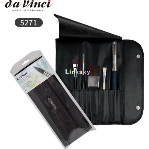 Da Vinci Watercolor Series 5271 Ekkehardt Hofmann Paint Brush Set, Natural Hair and Synthetic with Leather Case,5 Brushes