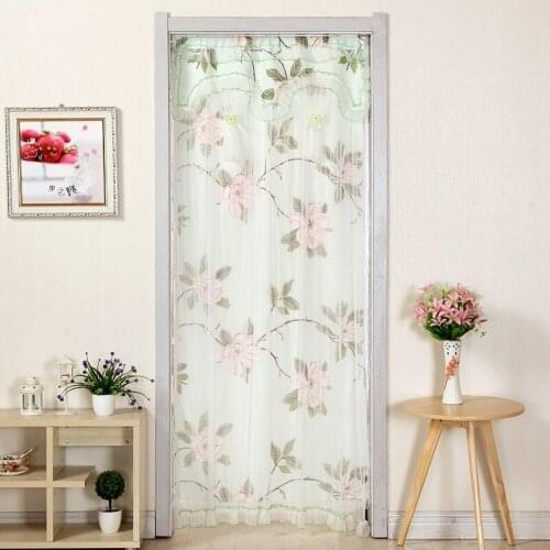 Decorative Door Curtain Double Layer Cloth Door Curtains for Bedroom Bathroom Simple Installation By Extendable Stick Tulle