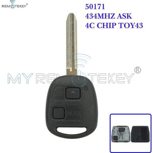 Remtekey Denso( not Valeo) Remote key 2 button TOY43 blade 434mhz with 4C chip for Toyota Land Cruiser FJ Cruiser 2000-2004