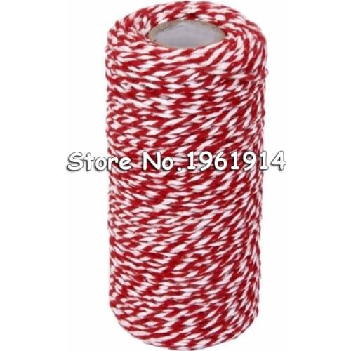 Cotton Rope Cotton Cord 100m Cotton Bakers Twine String Cord Bottle Gift Box Decor Craft (Red+White)
