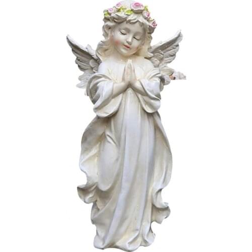 Angel Sculptures Eye-catching Anti-deform Resin Fairy Tale Praying Statue Ornament for Garden