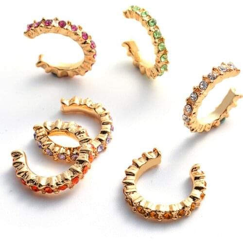 Shellhard Stackable Ear Cartilage Clip Earrings for Women Girl Punk Mutlicolor Rhinestone Ear Cuff Charm Vintage Earring Jewelry