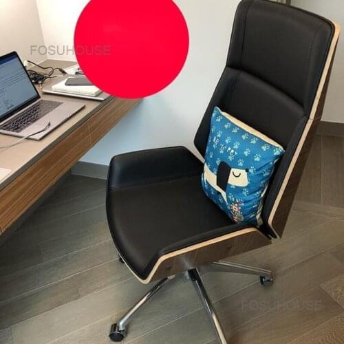 Nordic Computer Chair Simple Office Chairs Back Leather Lifting Swivel Chair Boss Chair Home Bedroom Furniture Office Chair