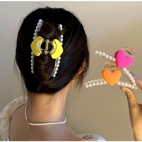 Korea Style Acrylic Hair Claws Crab Pearl Claw Clips for Woman Ladies Large Size Barrette Ladies Fashion Hair Accessories Gitts