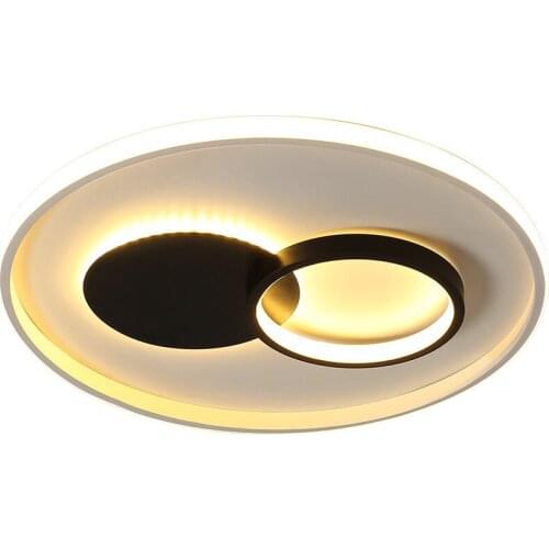 Nordic Creative Led Ceiling Lamp ultra-thin Warmly and Simple Modern Circle Ring Bedroom Living Room Black & White Acrylic Light