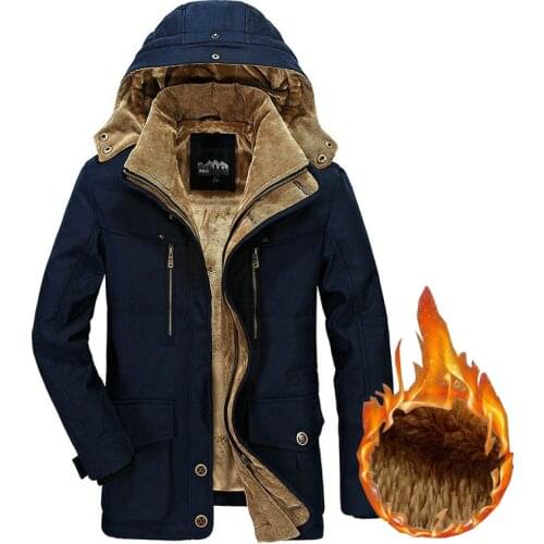 Winter Jacket Men Thick Warm Hooded Parka Military Cargo Mens Winter Coat Warm Fleece Male Overcoat Plus Size M--5XL