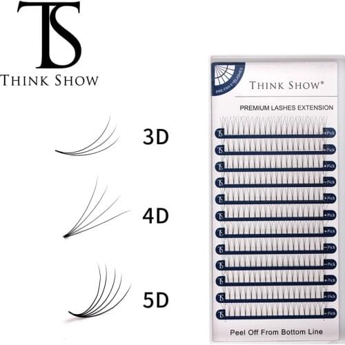 THINKSHOW 12Row/Case 8-15mm 3D 4D 5D Volume 0.07 C Individual Eyelash Extension 60 Knots Eyelash Extension Silk Individual Lash