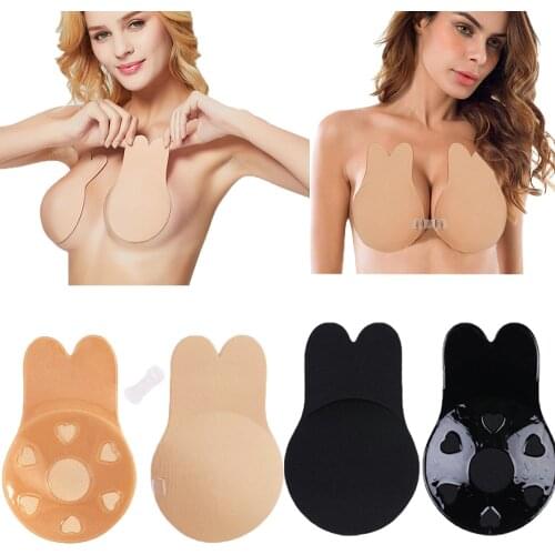 Invisible Breast Lift Bra Tape -- Reusable Silicone Nipple Push Up Cover Sticker