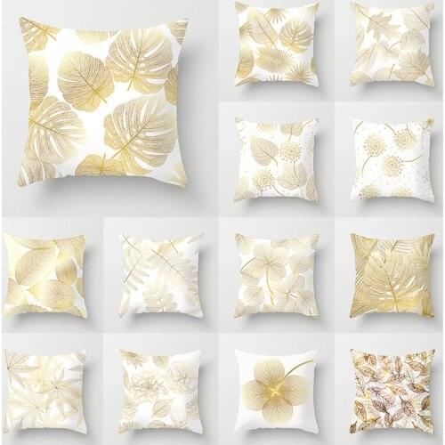 Nordic Golden leavesr Decorative Cushions Home Pillowcase Polyester Cushion Cover Throw Pillow Sofa Decoration Pillowcover