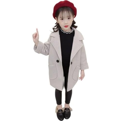 2021 New Winter Coat for Girls Trench Coat Childrens Outerwear Warm Thicken Woolen Long Autumn Coat Girls Jacket Fashion
