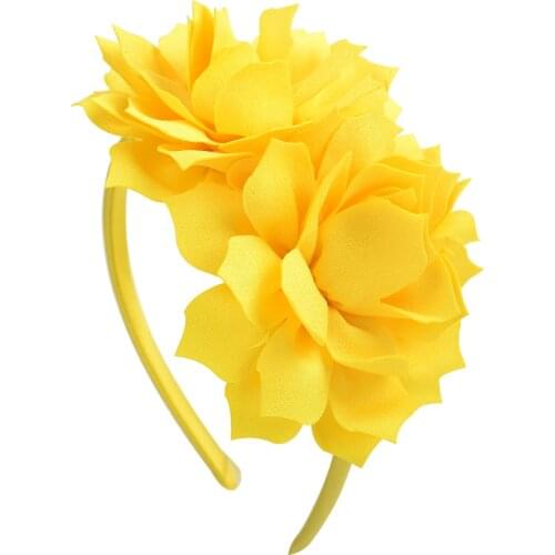 3.7 Inch Solid Big Flower Headband Hair Band for Children Girls Bows Hair Hoop Grosgrain Ribbon Hair Accessories NEW Handmade