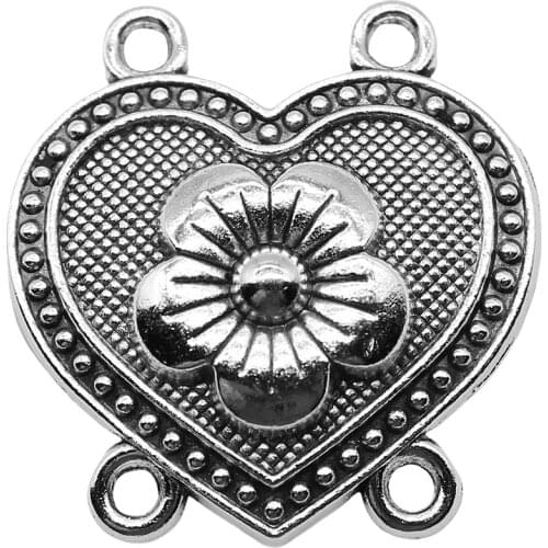 WYSIWYG 4pcs Flower Porous Connectors Charms Antique Silver Color 31x32mm DIY Body Chain Making Accessoreis