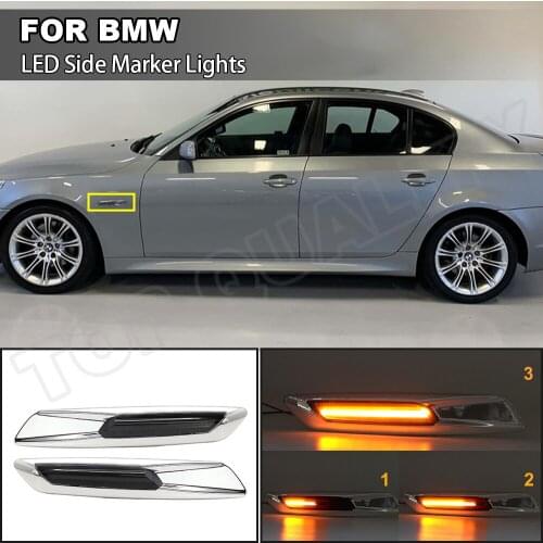 Sequential Flashing LED Turn Signal Side Marker Light Fit For BMW E60 E61 E88 E90 E91 E92 E93 No Error Dynamic Indicator Lamps