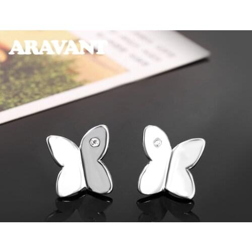 925 Silver Tiny Butterfly Stud Earrings For Women Silver Small Earrings Fashion Jewelry Brincos