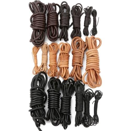 2meters Round Genuine Cow Leather Cord 1 2 3 4 5 6 8mm Black Brown Leather Rope String Diy Bracelet Necklace Jewelry Making