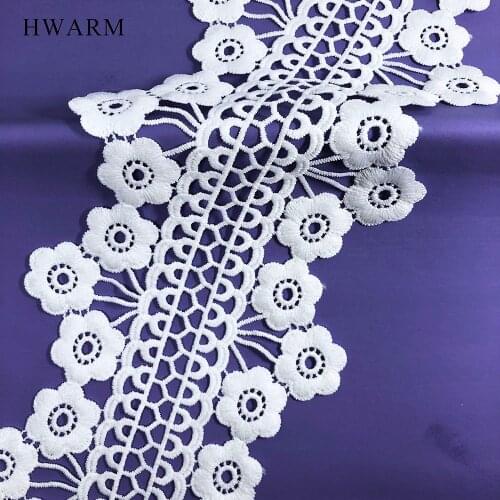 10yard 13.3cm Symmetrical Floret Bar Code White African Lace Fabric Dress Accessories Women Clothing Skirt Curtain Sewing Trim