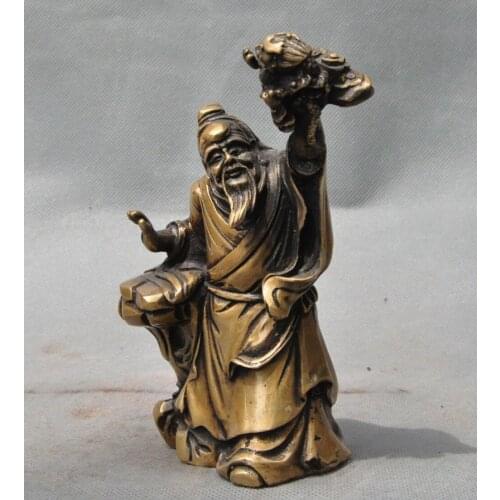 Crafts statue old chinese Period pure bronze Ancient Old people Dragon Art statue sculpture