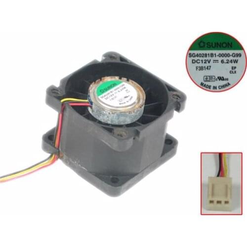 SUNON SG40281B1-0000-G99 DC 12V 6.24W 40x40x28mm 3-wire Server Cooling Fan