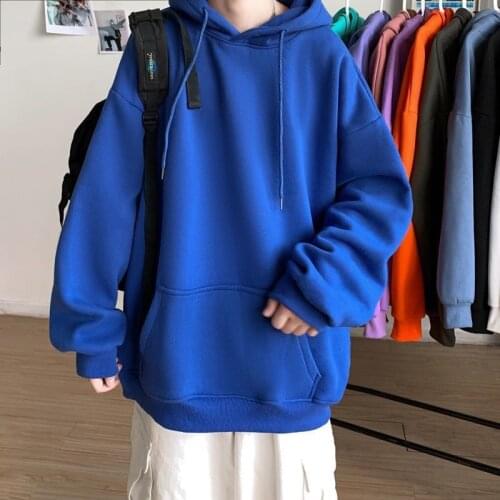 Autumn Cotton Hoodies Women Fashion Solid Color Casual Hooded Sweatshirt Streetwear Loose Hip Hop Pullover Hoodie Couple Tops