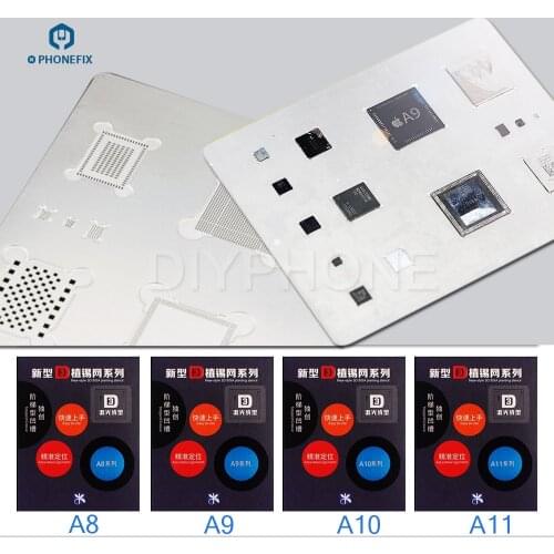 MJ 3D BGA Reballing Stencil Template Groove for iPhone A8 A9 A10 A11 A12 A13 iPhone 6 7 8 X XS MAX 11Pro Max Tin Planting Net