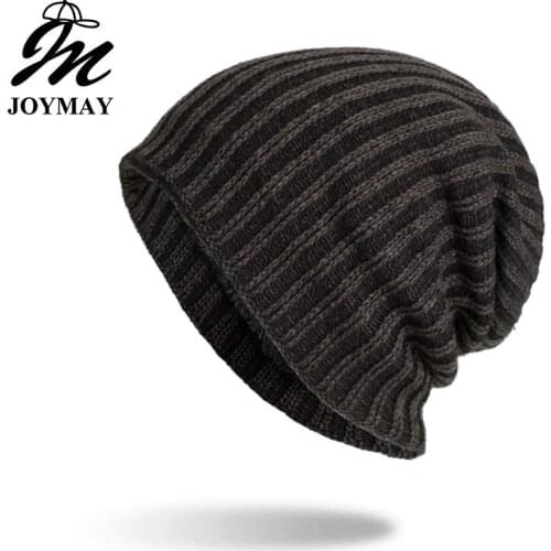 Joymay 2018 New Winter Beanies Hat Unisex Plain Warm Soft Skull Knitting Cap Hats Gorro Caps For Men Women Dropshipping WM094