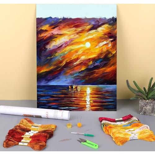 Moving Sun Pre-Printed 11CT Cross Stitch DIY Embroidery Patterns DMC Threads Knitting Handmade Painting Hobby Floss Magic