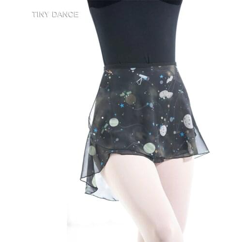 Free Shipping Adult Flower Printing Ballet Wrap Skirt Womens Ballet Dance Tulle Skirt Spandex Waist Chiffon Skirt 01D0129