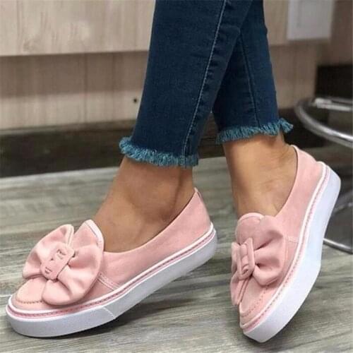 Women Spring Fashion High Quality Bow Light Weight Comfortable Flat Shoes Female Casual Round Toe Solid Color Dance Footwear