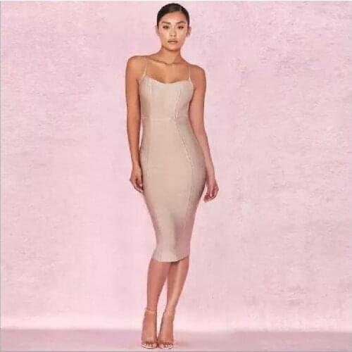 Women Summer Sexy Backless Sleeveless Fine shoulder strap Bodycon Party Bandage Dress
