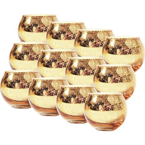 12 Pcs Mercury Glass Candle Holders Votive Tealight Candlestick Wedding Centerpieces Parties Home Decoration Gift
