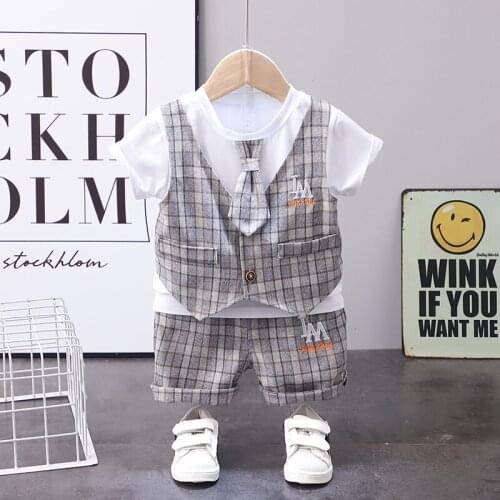 2021 Fashion Children Summer Baby Boys Clothes Kids Cotton Out Gentleman T Shirts Short 2Pcs/sets Infant Suit Toddler Tracksuits