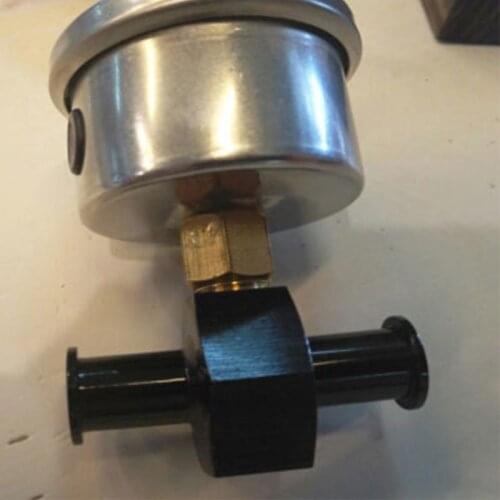 3/8" Metal Fuel Pressure Gauge Inline Barb Adapter Connector Head with 1/8" Port Blue/Black