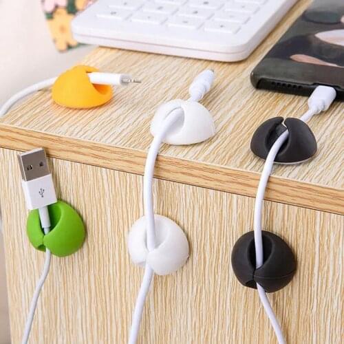 6PC silicone hub data line finishing cable desktop phone to hold fixed seat clip
