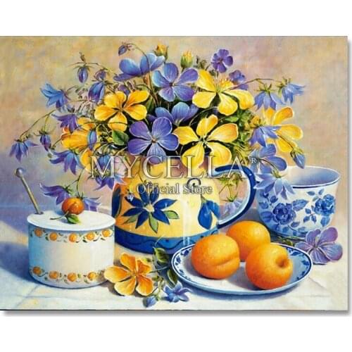 Fruit Cup Flowers 5d Diy Diamond Paintings Embroidery Full Crystals Mosaic Scenery Pictures Rhinestones Home Decoration Decor