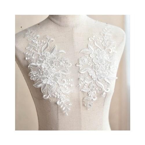 Car Bone Embroidery Lace Flowers Stickers Patch Wedding Dress veil Handmade DIY Clothing Accessories 4Pcs/pack