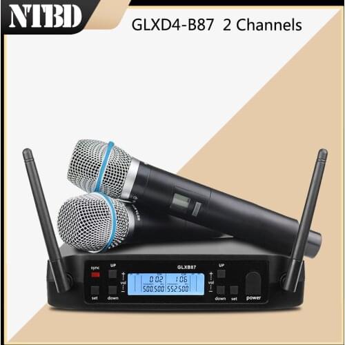 NTBD GLXD4 BETa87a Wireless Microphone beta87 2 Channels UHF Professional Mic For Party Karaoke Church Show Meeting