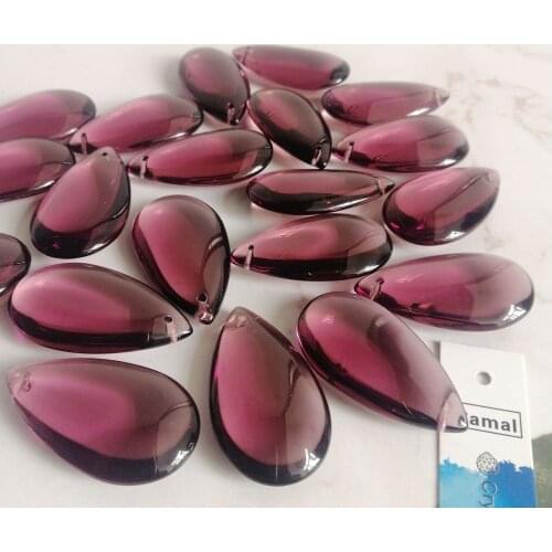 Camal 20pcs 36mm Middle Purple Crystal Smooth Teardrop Bead Prism Pendant Lamp Chandelier Hanging Ornament Wedding Jewelry Craft