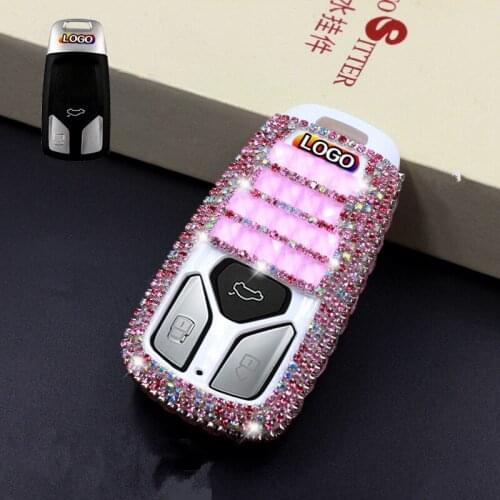 Diamond inlaid car key case key case For Audi A4 B9 Q7 4m TT TTS 8s 2016 2017 Auto Accessories Luxury car key shell modification