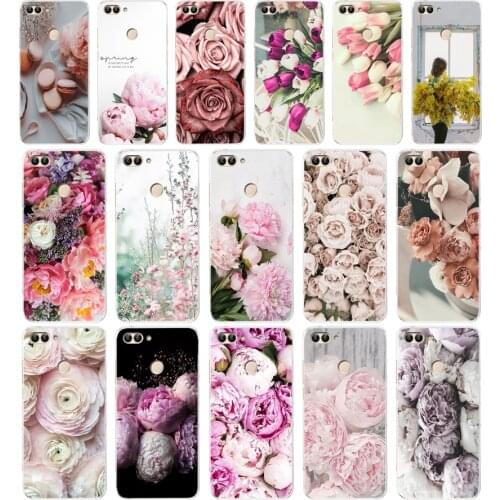 172SD 1807T Drawn Peony Delicate Flower gift Soft Silicone Tpu Cover phone Case for huawei Honor 8 9 Lite 8X p 9 lite 2016