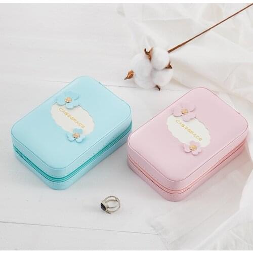 9*13*4.5cm Travelling Cosmetic Jewelry Box PU Leather jewerly Storage Case with mirror for jewelry packaging and storage