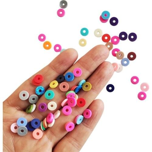 24 Colors 6mm DIY Clay Disc Loose Spacer Bead Flat Round Polymer Jewelry Making Bracelet Bohemian Style Cloth Bag Handmade Craft
