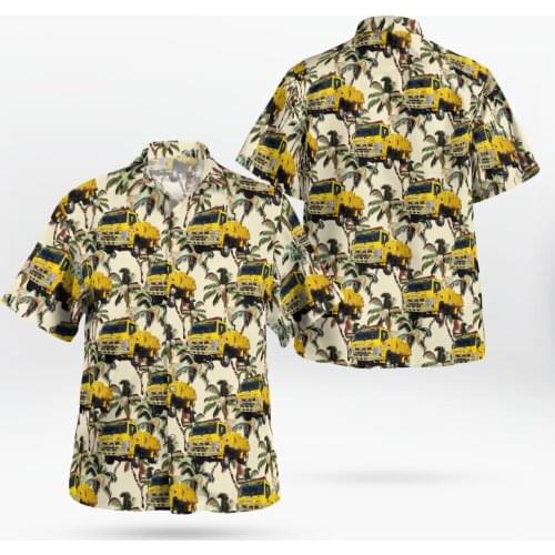 Fire Truck 3D Print Beach Hawaiian 2021 Summer Shirt Short Sleeve Shirt Streetwear Oversized 5XL Camisa Social Chemise Homme-21