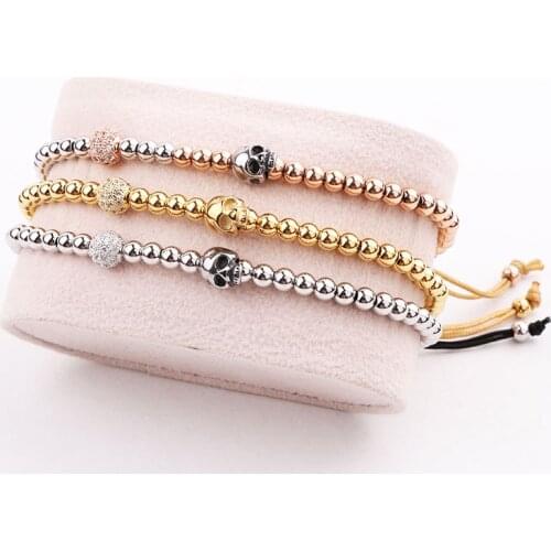 JARAVVI Men Bracelet High Quality Stainless Steel Beads Skull Charm Adjustable Bracelet Men Jewelry Gift